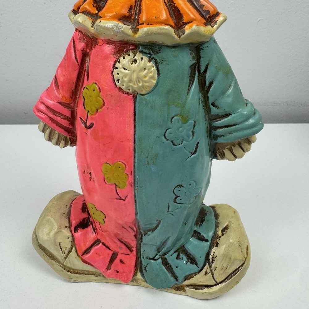 Vtg Double-Faced Clown Bank 60s Chalkware‎ Happy Sad Circus Decor - Picture 7 of 13